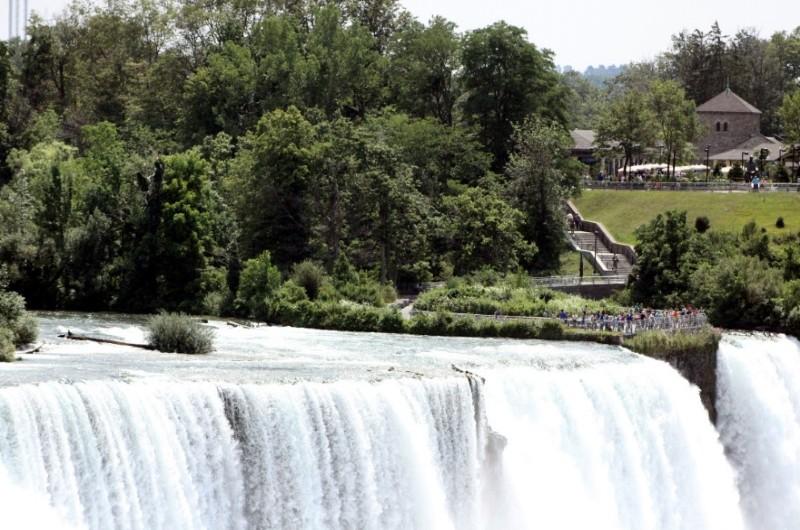 American Falls (larger waterfall in the forefront) and Bridal Veil Falls (smaller waterfall in the back on the right). Image taken from the Prospect Point Observation Deck in New York. - Photo courtesy Aidan Kutchko, July 2017